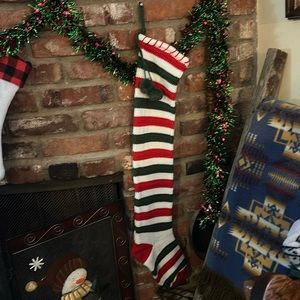 Red, Green, and White Knit Christmas Stocking